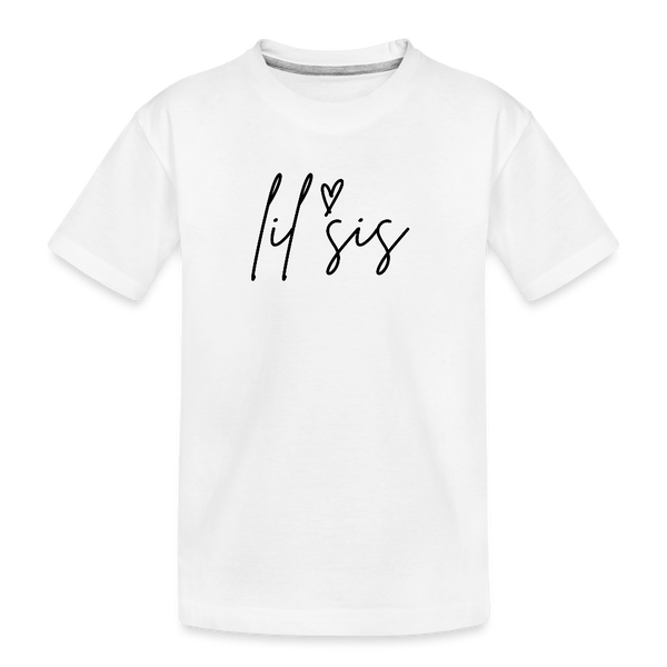 Cursive Lil Sis Tee - white