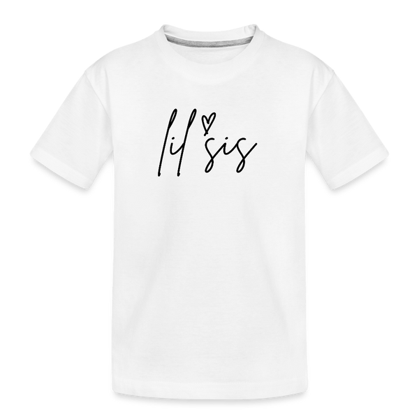 Cursive Lil Sis Tee - white
