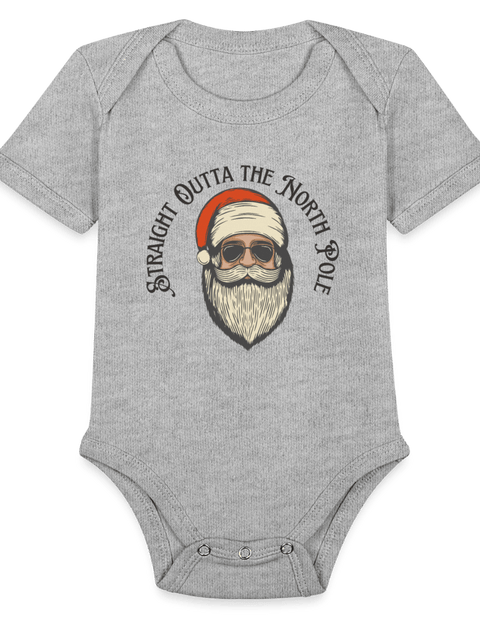 Organic Short Sleeve Baby Bodysuit - heather grey