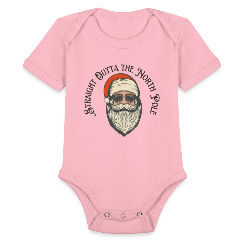 Organic Short Sleeve Baby Bodysuit - light pink