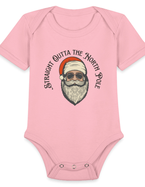 Organic Short Sleeve Baby Bodysuit - light pink