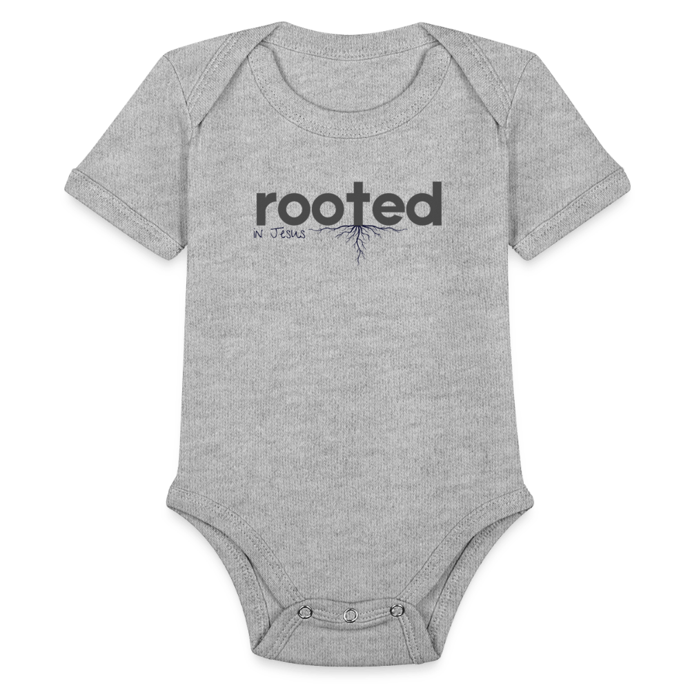 Organic Short Sleeve Baby Bodysuit - heather grey