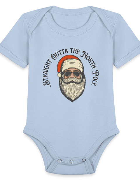 Organic Short Sleeve Baby Bodysuit - sky