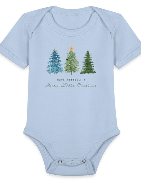Organic Short Sleeve Baby Bodysuit - sky