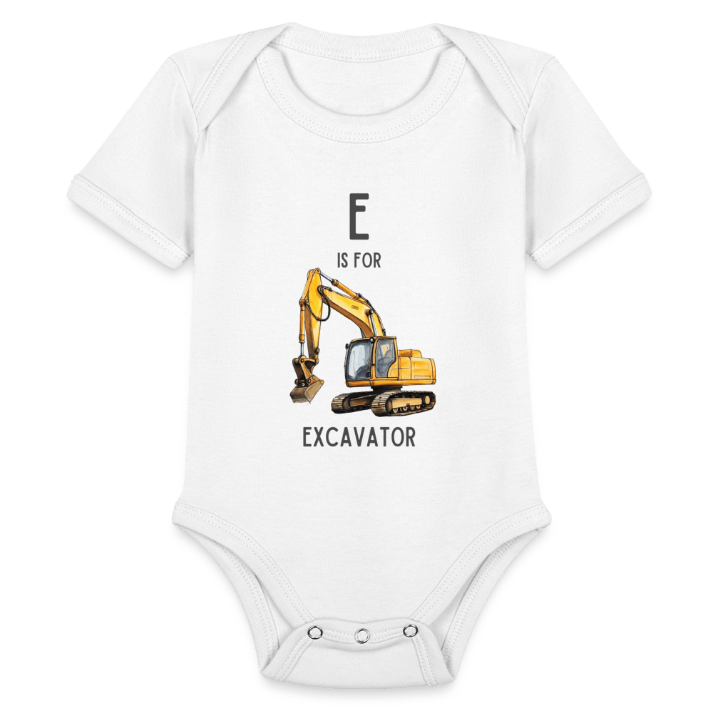 E Is for Excavator - white