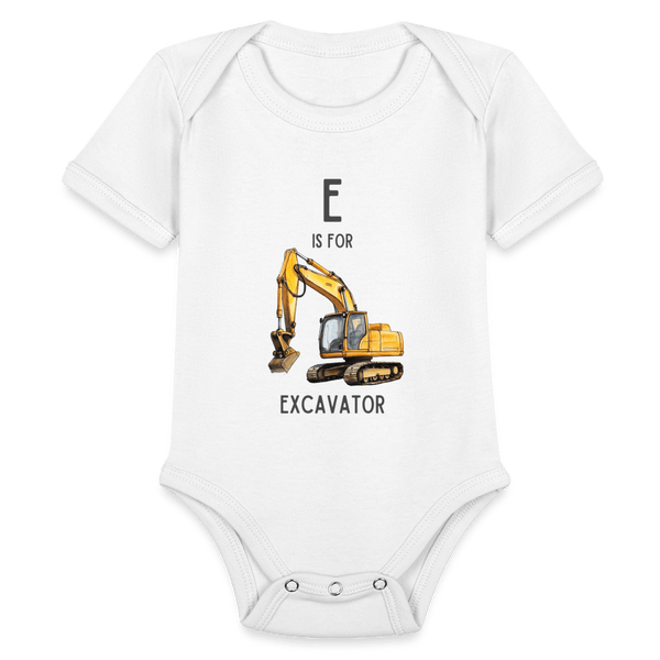 E Is for Excavator - white