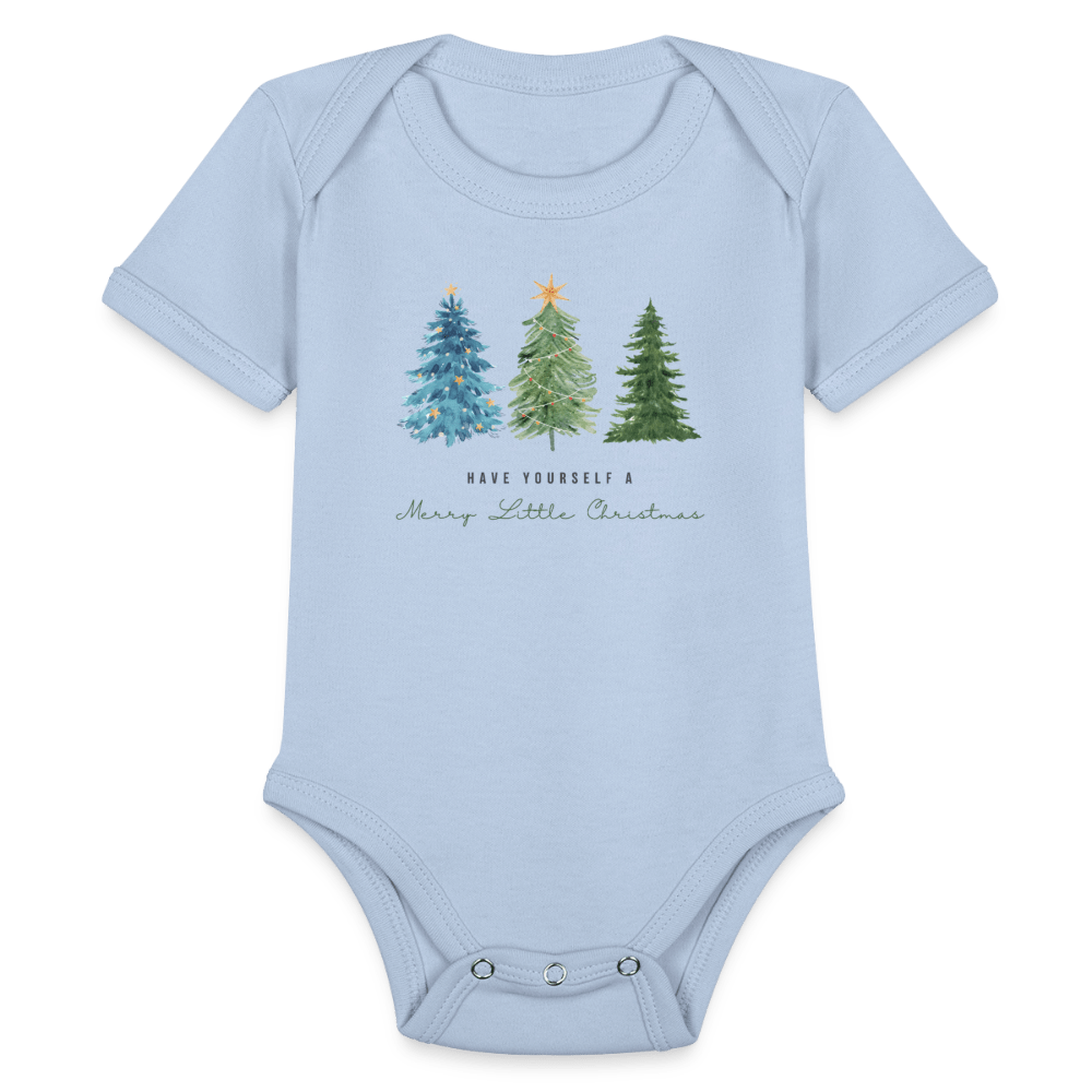 Organic Short Sleeve Baby Bodysuit - sky