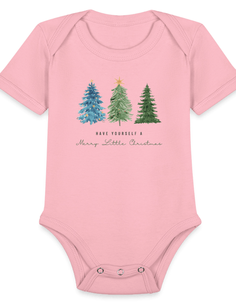 Organic Short Sleeve Baby Bodysuit - light pink