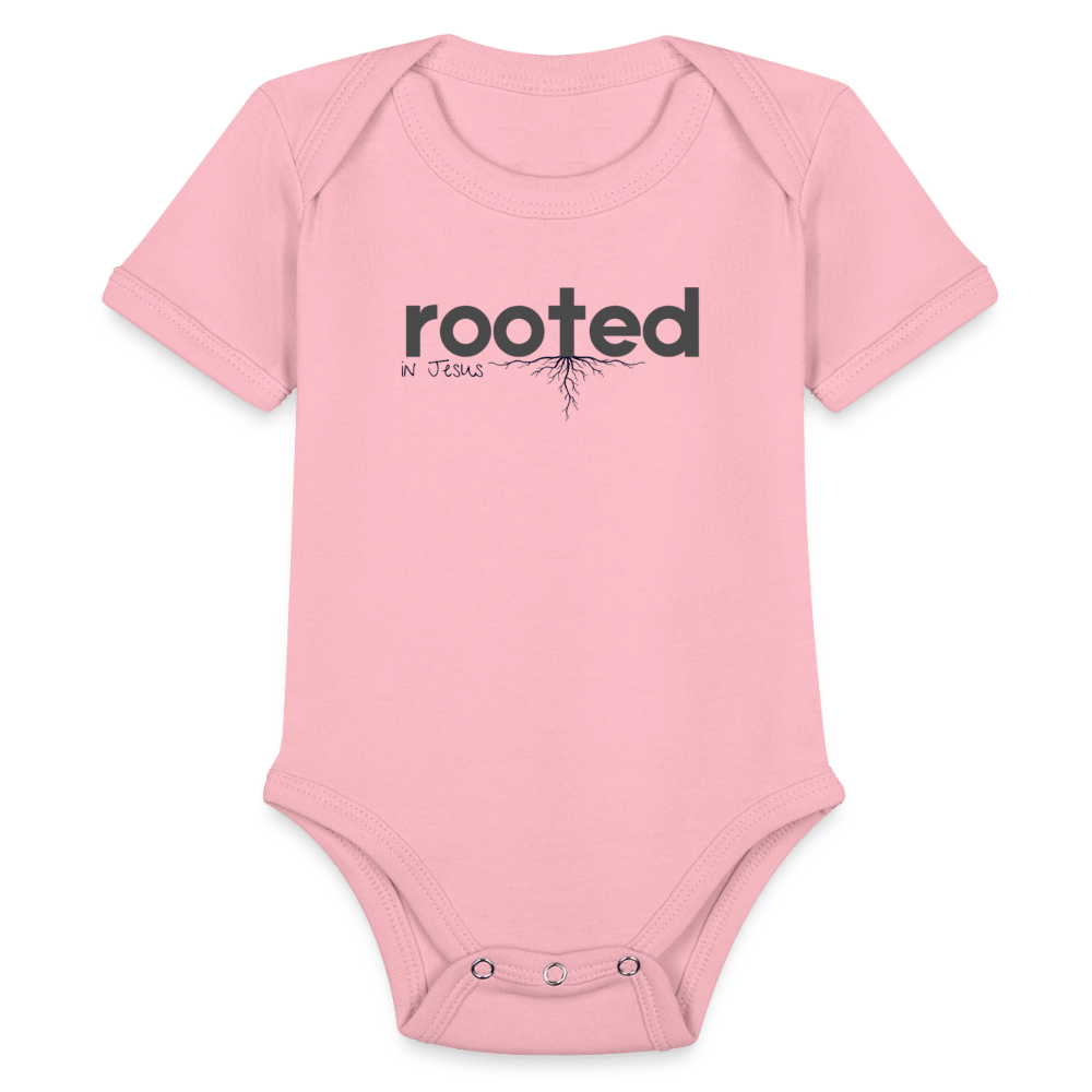 Organic Short Sleeve Baby Bodysuit - light pink
