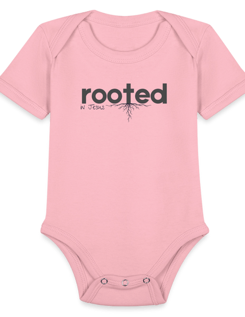 Organic Short Sleeve Baby Bodysuit - light pink