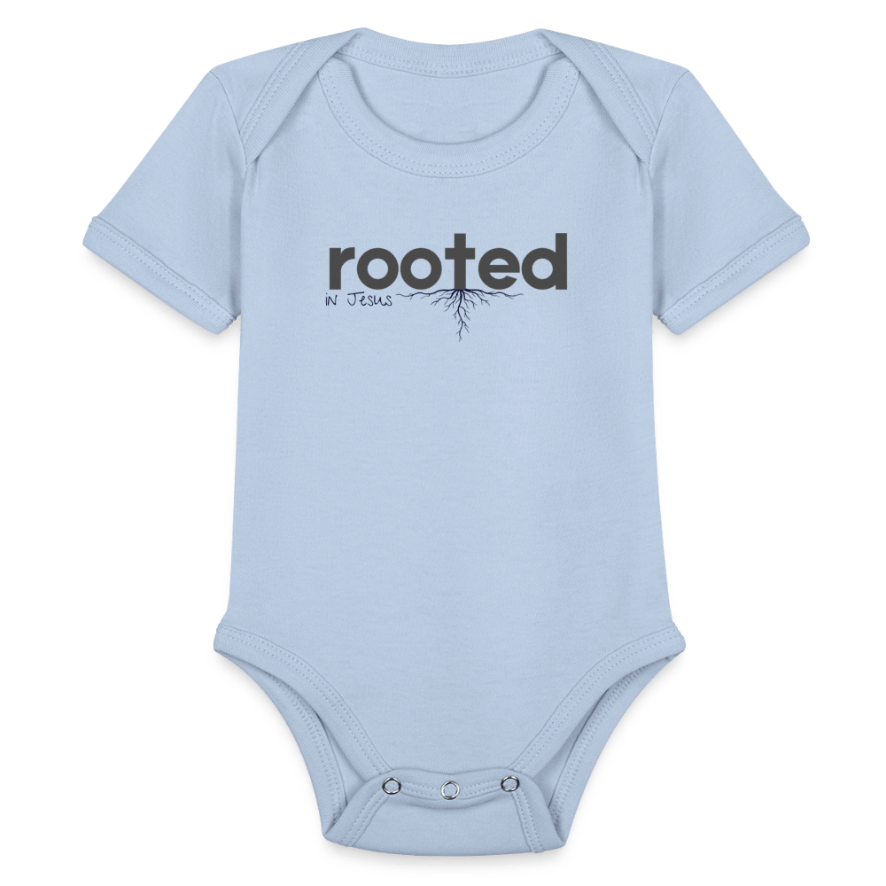 Organic Short Sleeve Baby Bodysuit - sky