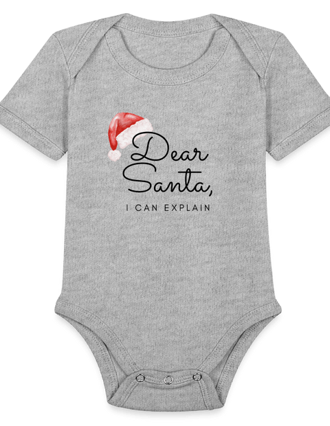 Organic Short Sleeve Baby Bodysuit - heather grey