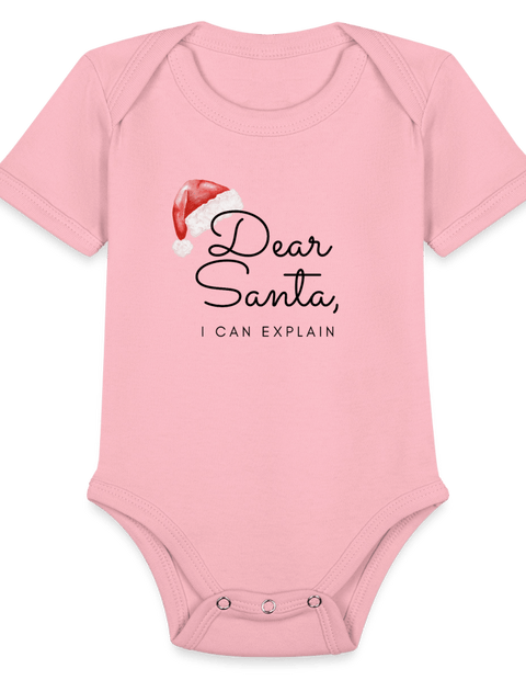 Organic Short Sleeve Baby Bodysuit - light pink